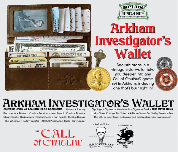 Arkham Investigator's Wallet Prop Set The HPLHS Store Arkham Investigator's Wallet Prop Set The HPLHS Store