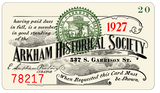 Arkham Historical Society membership card, sample prop