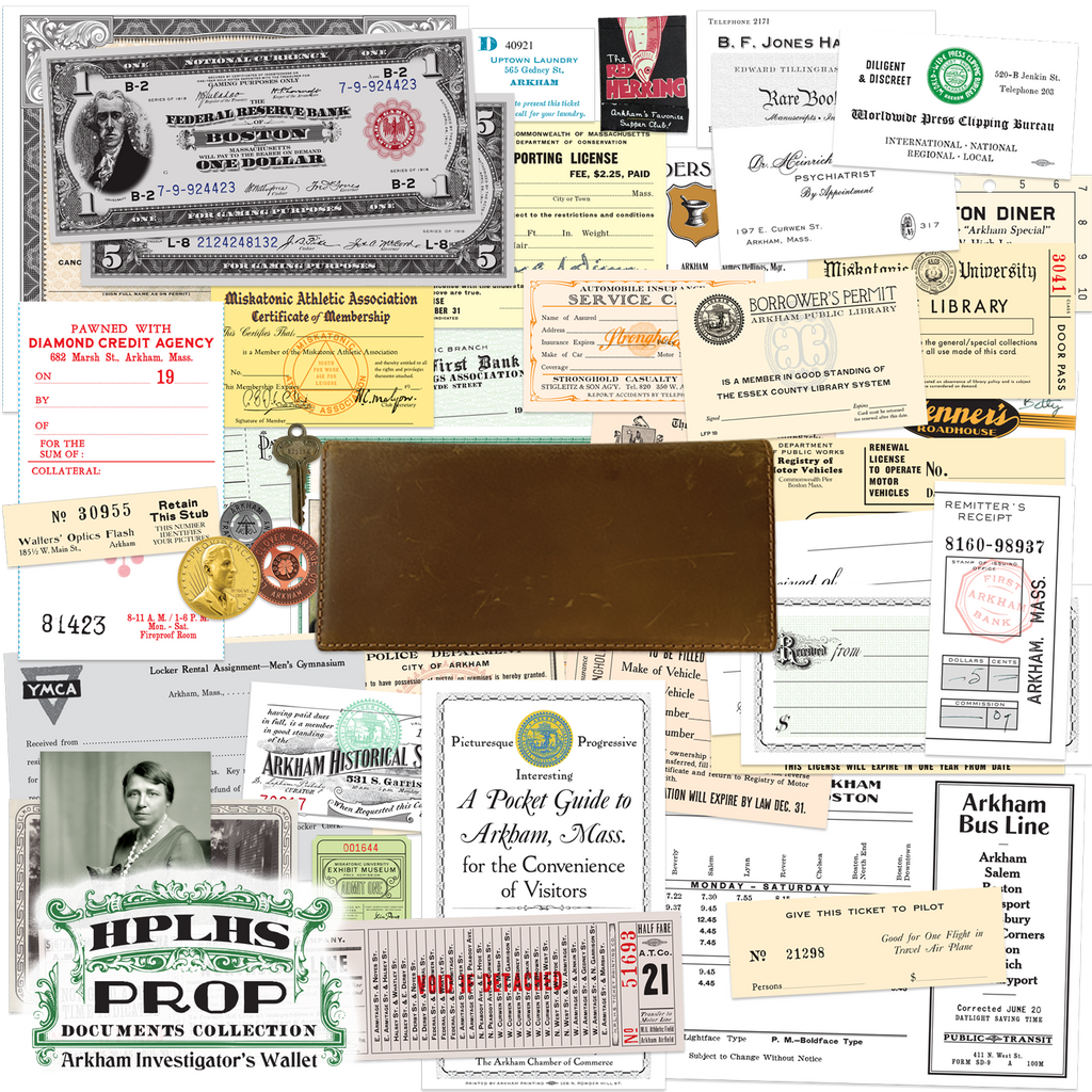 Prop Wallet Contents Arkham Investigator's Wallet Prop Set – The HPLHS Store