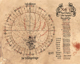 I won't even pretend that I understand this star chart. It shows the position of Xoth and somehow involves Ophiucus, the 13th sign of the Zodiac. But it's a good all purpose gaming prop.